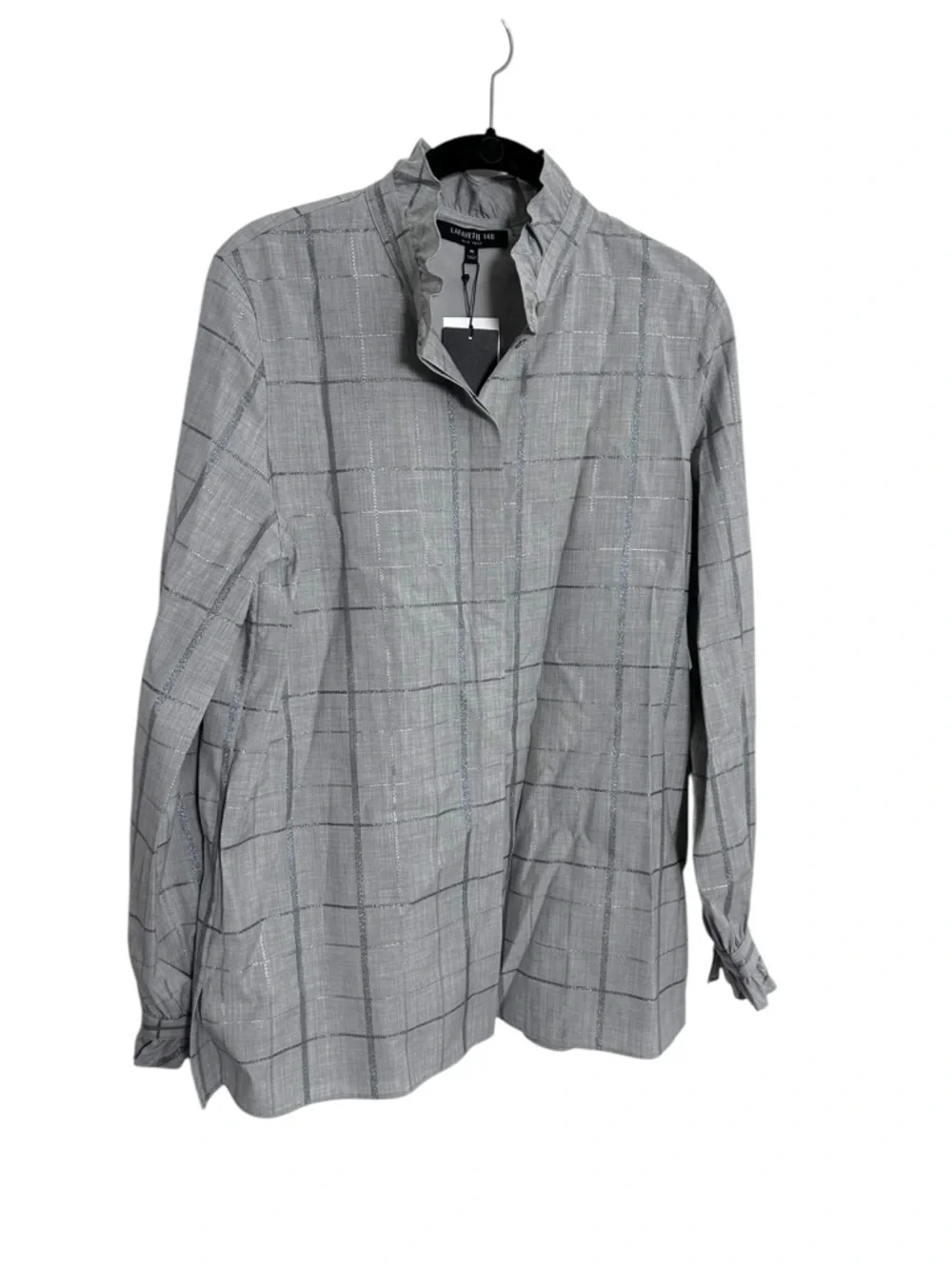 LAFAYETTE 148 New York Wool Blend Windowpane Blouse Size M NWT - Picture 1 of 9